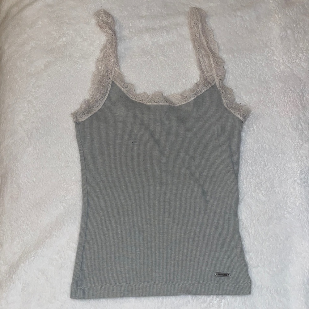 White Laced Gray Tank